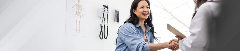 Female patient speaking with a health care provider