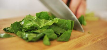 chopping spinach