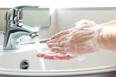 Hand-washing with soap