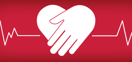 Hands and heart rate illustration for CPR