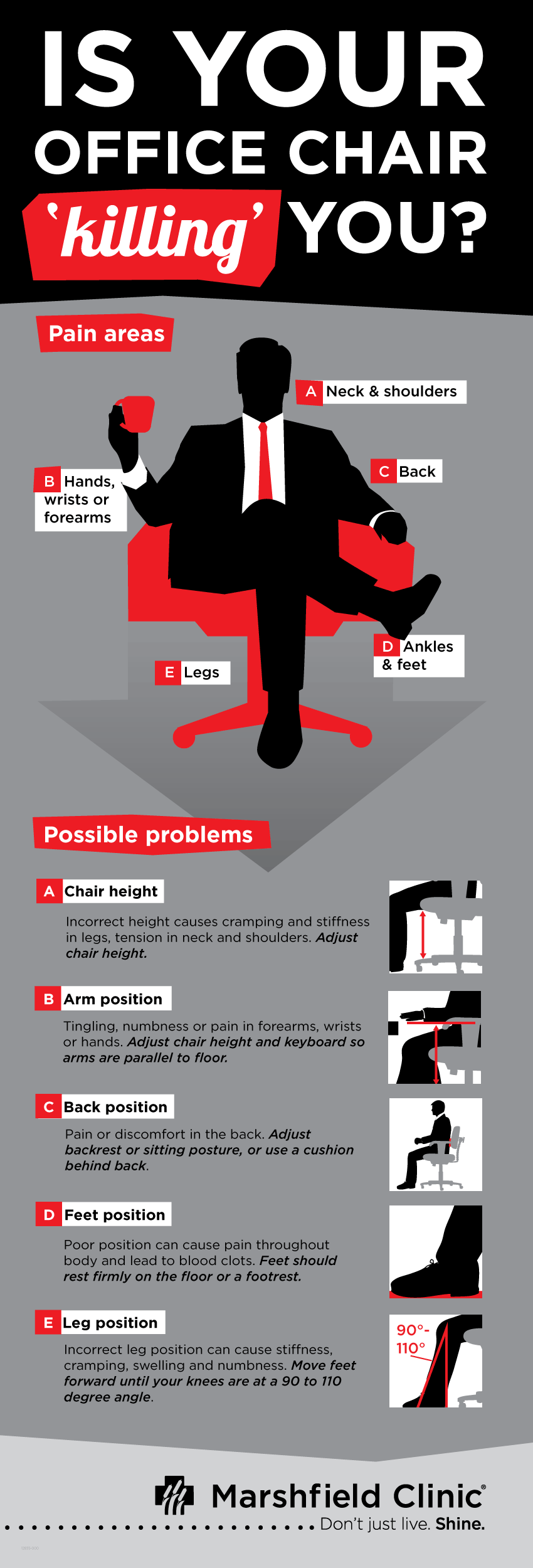 Office chair ergonomics infographic