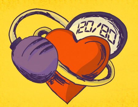 Illustration of blood pressure cuff and heart