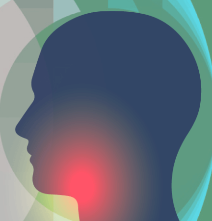 graphic of person with focus on head and neck cancer zones