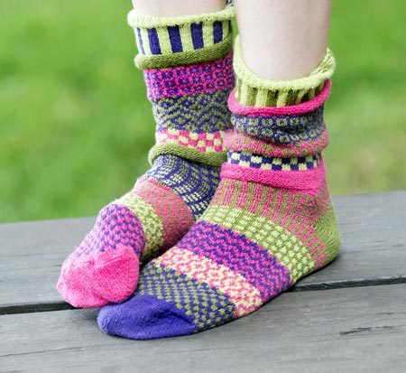 woman with colorful socks