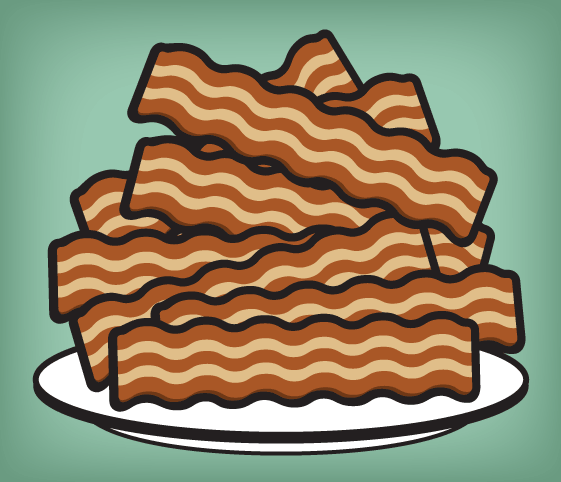 Illustration - plate piled high with bacon
