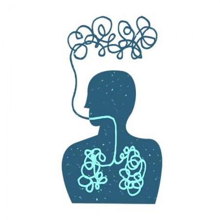 Illustration - Person smoking with smoke for lungs