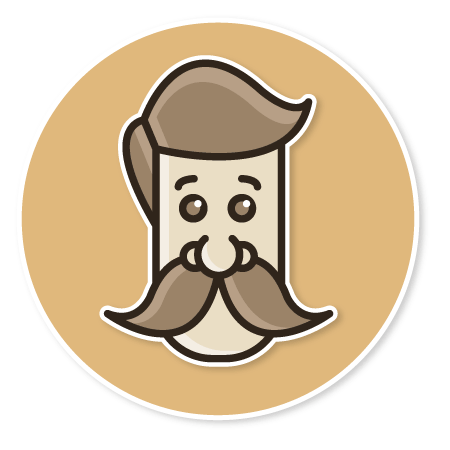 Illustration - Mustached man on orange background