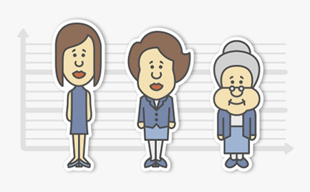 Illustration - A woman shrinking as she ages - Shrinking with age