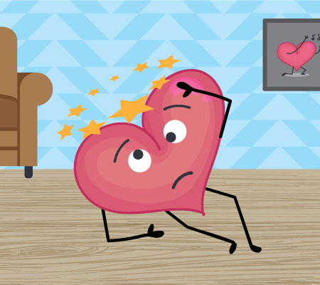 Illustration of heart fainting