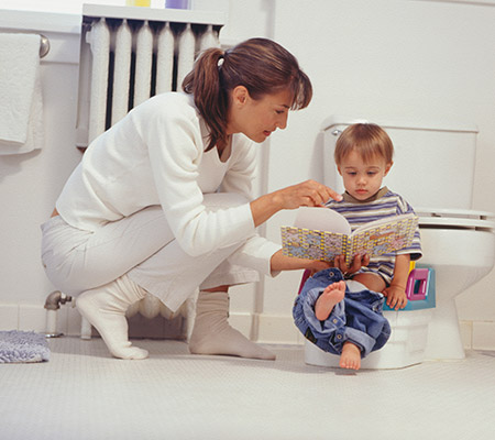 Mother potty training toddler