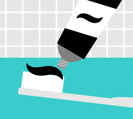 Charcoal toothpaste illustration in bathroom - Health and beauty charcoal