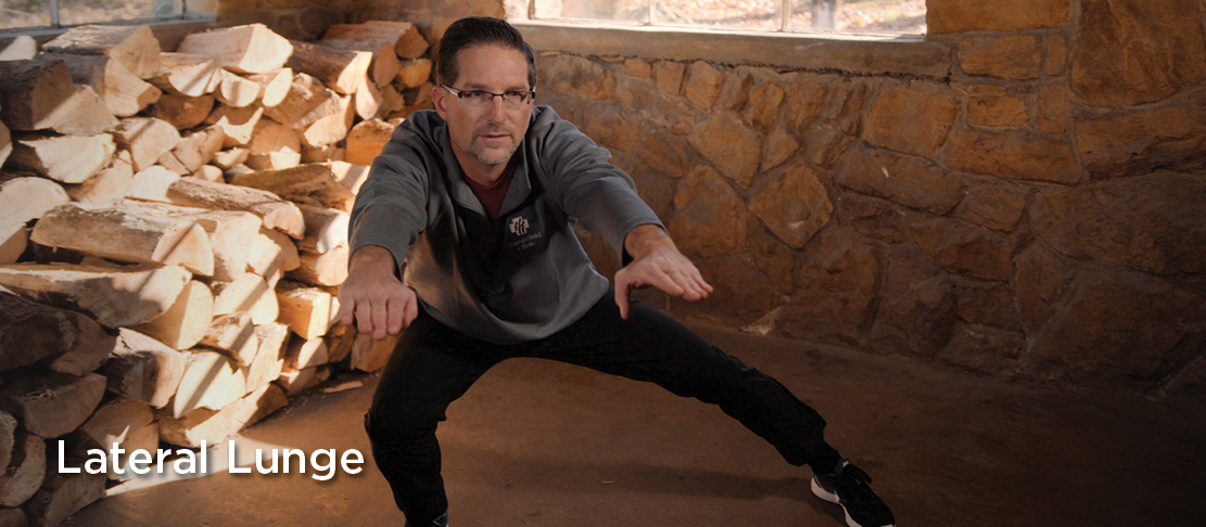 lateral lunge warmup before cold-weather sports