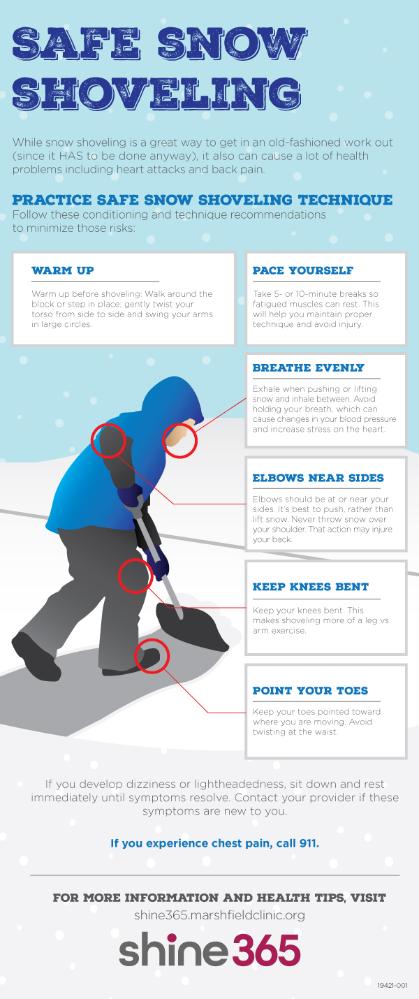 dangers of shoveling snow heart attack back pain