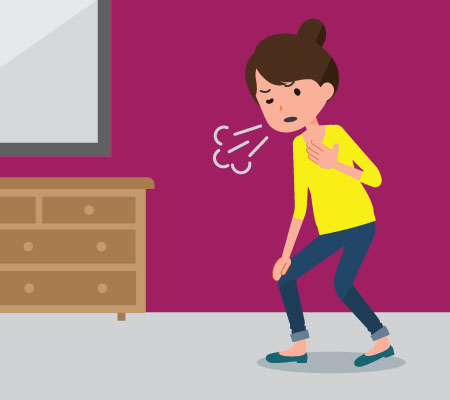 Woman having a hard time breathing, illustration - Pulmonary embolism