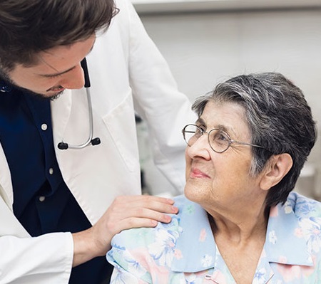 patient hearing they are diagnosed with cancer by a doctor