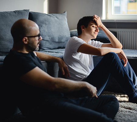 Parent talking to stressed teen - Teen substance abuse, Part 1