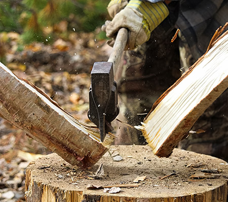 Axe chopping wood - Benefits of chopping wood, being a "woodchuck"