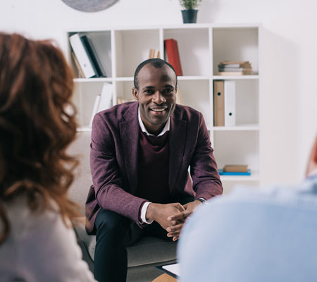 Chaplain listening to family