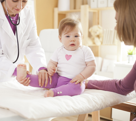 Mom and baby at a wellness visit