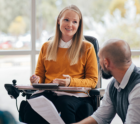 person in wheelchair living with multiple sclerosis