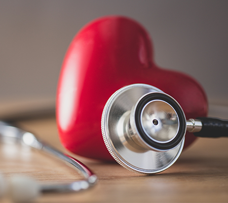 Photo of a stethoscope and heart to represent SGLT-2 inhibitors