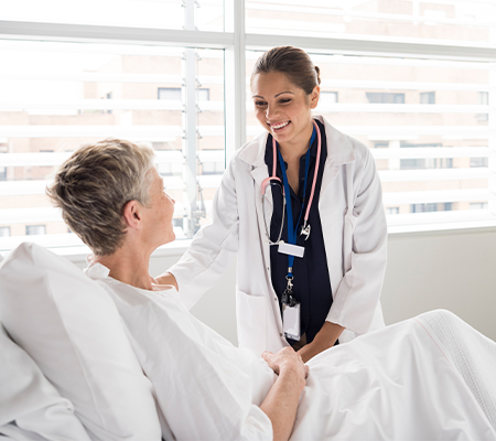 woman talking to doctor about laparoscopy