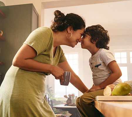 Mother and son in the kitchen