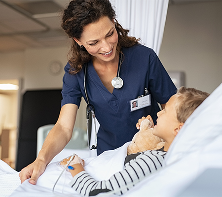 child receiving pediatric trauma care