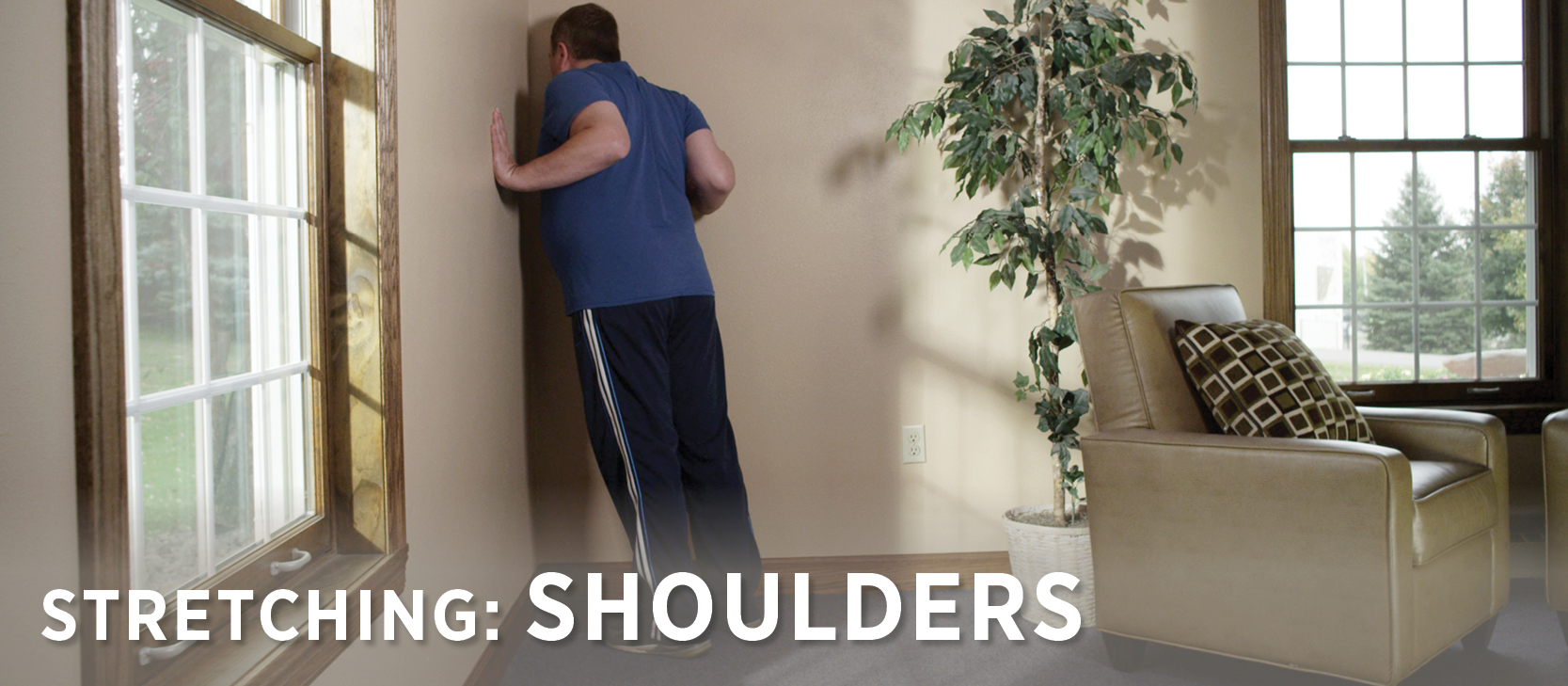 stretching shoulders exercise by man getting reading for hunting