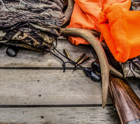 picture of hunting materials depicting gun recoil injury